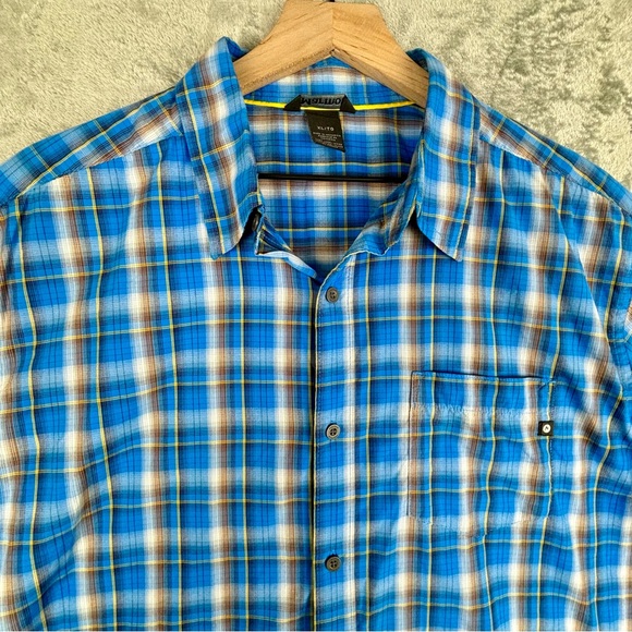Marmot Other - Marmot Shirt Mens XL Blue Plaid Nylon‎ Outdoor Hiking Camp Workwear Logo